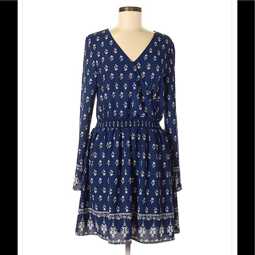 Boho navy and white peasant dress